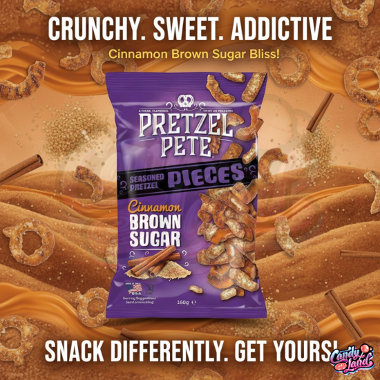 Pretzel Pete Cinnamon Brown Sugar Pretzel Pieces - scortisoara si zahar brun 160g