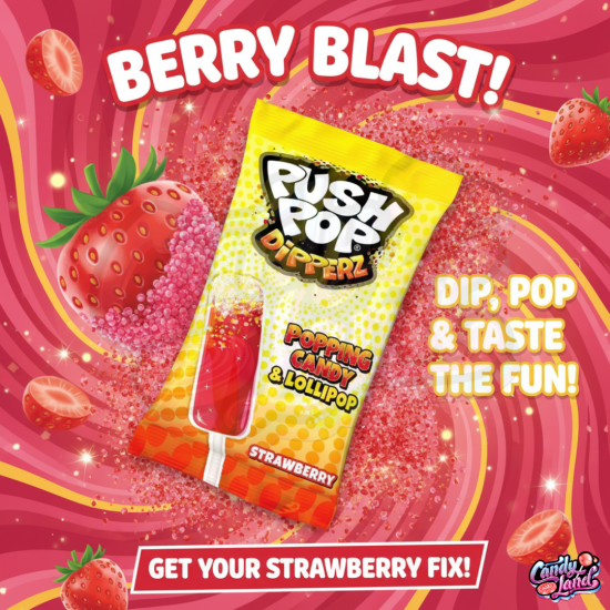 Bazooka Push Pop Strawberry Dipperz - căpșuni 12g
