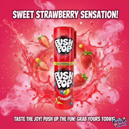 Bazooka Push Pop Strawberry - bomboană cu gust de căpșuni 15g
