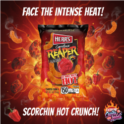 Herr's Carolina Reaper Cheese Curls - pufuleți cu gust de brânză și ardei iute 28g