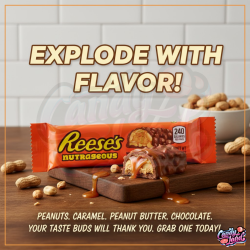 Reese's Nutrageous - ciocolată cu gust de alune, unt de arahide și caramel 47g