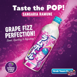 Sangaria (JAPAN) Grape Ramune Soda -  băutură cu gust de struguri 500ml Sangaria (JAPAN) Grape Ramune Soda -  băutură cu gust de struguri 500ml