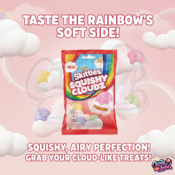 Skittles Squishy Cloudz Fruit Pouch - bomboane cu gust de fructe 94g