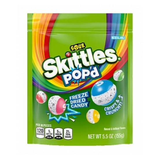 Skittles POP'd Freeze Dried Candy Sour 155g