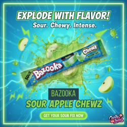 Bazooka Chewz Sour Bar Apple 14g  [EXP 28/9/2025}