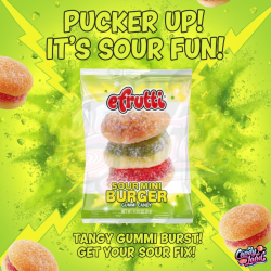 E.Frutti Mini Burger Sour - bomboane gumate cu gust de fructe acrișoare 9g 