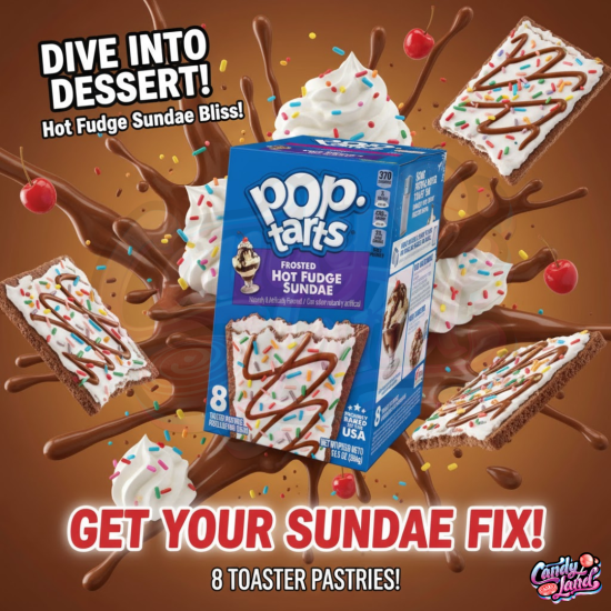 Pop Tarts Frosted Hot Fudge Sundae -  plăcinte americane cu gust de înghețată cu sirop de ciocolată 384g