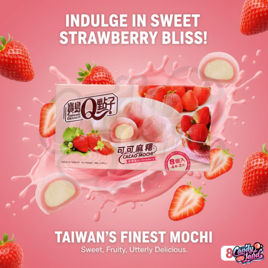 Q Brand Cacao Strawberry Mochi 80g TWN Q Brand Cacao Strawberry Mochi 80g TWN