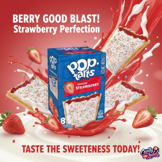 Pop Tarts Frosted Strawberry Sensations - plăcintă americană cu gust de căpșuni 384g