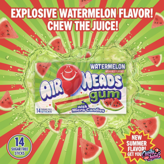 Airheads Gum Watermelon - gumă cu gust de pepene 33.6g