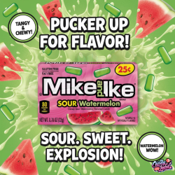 Mike & Ike Sour Watermelon - bomboane cu gust de pepene acrisor 22g