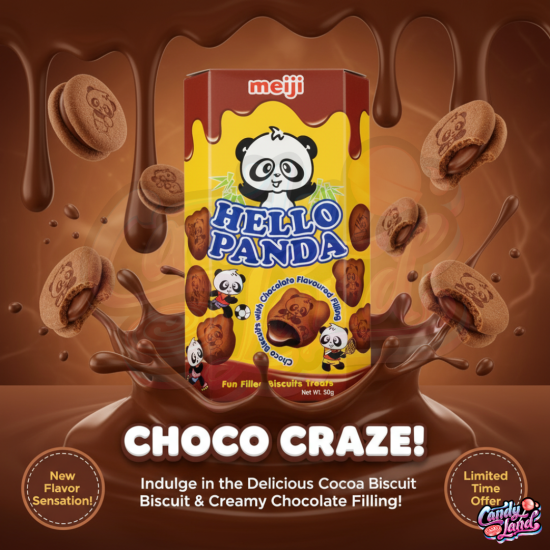 Meiji Hello Panda (ASIA) Double Chocolate - biscuiți cu gust de ciocolată 50g 