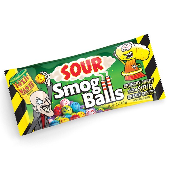 Toxic Waste Smog Balls Sour Candy -  bomboane cu gust de fructe acrisoare 48g