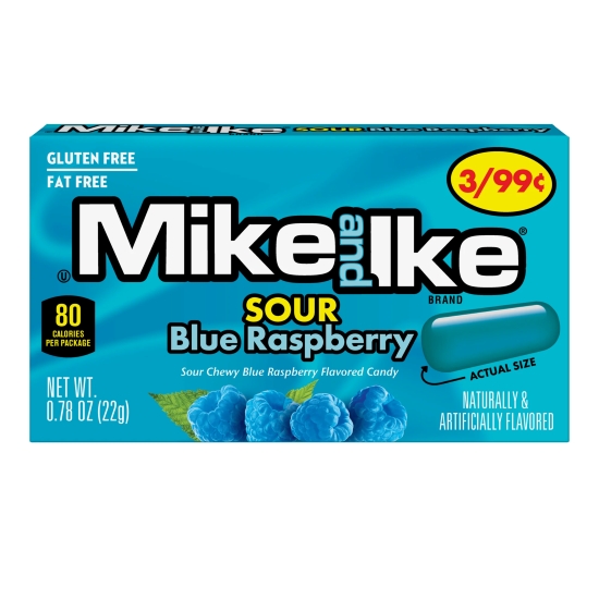 Mike and Ike Sour Blue Raspberry - bomboane cu zmeură 22g