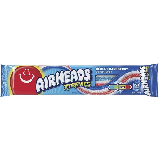 Airheads Xtremes Bluest Raspberry Belts - jeleuri cu gust de zmeură albastră 57g