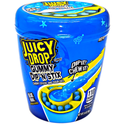 Bazooka Juicy Drop Gummy Dip 'N Stix Chewy Sticks and Sour Gel Blue Rebel - blue raspberry 96g