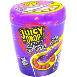 Bazooka Juicy Drop Gummy Dip 'N Stix Chewy Sticks and Sour Gel Wild Cherry Berry - berries 96g