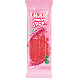 Bebeto Wacky Sticks Fizzy Strawberry 160g