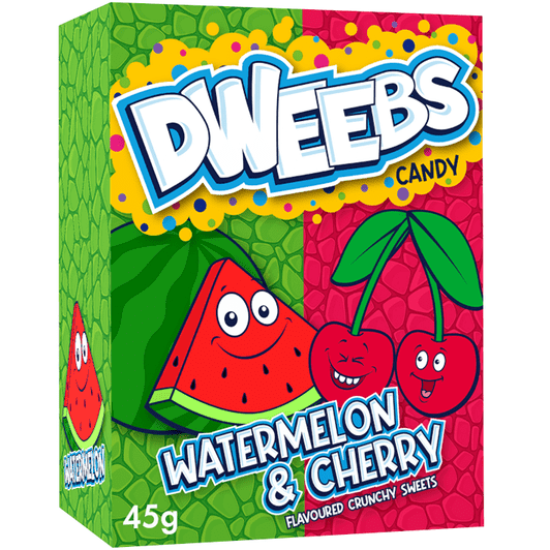 Dweebs Watermelon & Cherry - bomboane cu gust de pepene și cireșe 45g