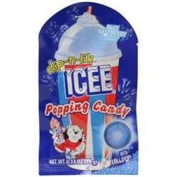 ICEE Popping Candy With Lollipop Blue Raspberry Flavored 18g