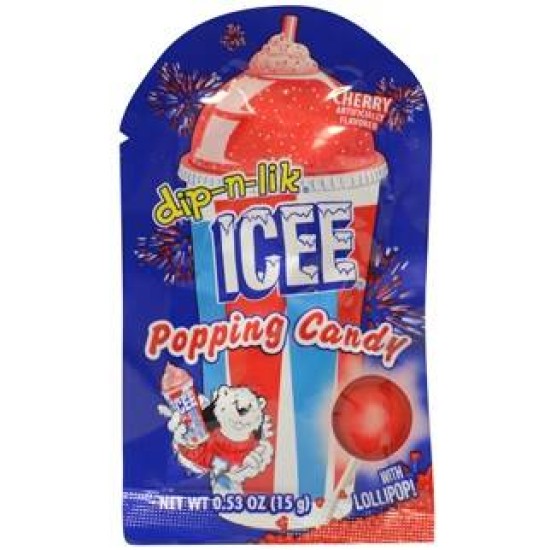 ICEE Popping Candy With Lollipop Cherry - bomboane explozive cu gust de cireșe 15g