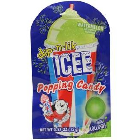 ICEE Popping Candy With Lollipop Watermelon - bomboane explozive cu gust de pepene 15g