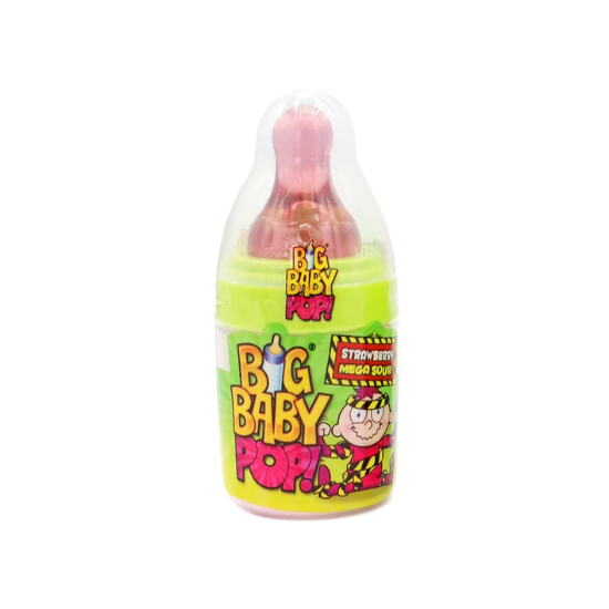 Bazooka Big Baby Pop! Mega Sour Strawberry - căpșuni 32g