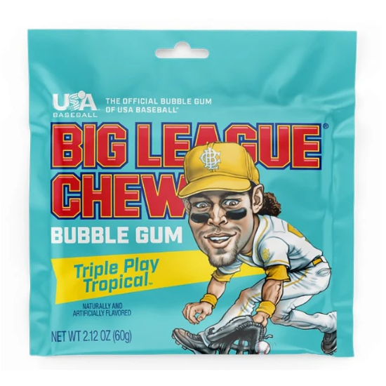 Big League Chew Bubble Gum Triple Play Tropical 60g 