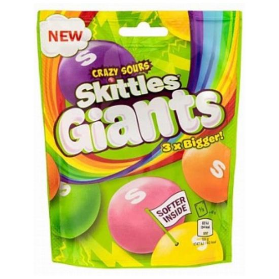 Skittles Giants Sours - bomboane cu gust de fructe acre 132g