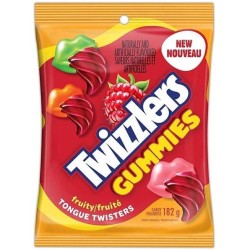 Twizzlers (CANADA) Gummies Tongue Twisters Fruity Raspberry 182g