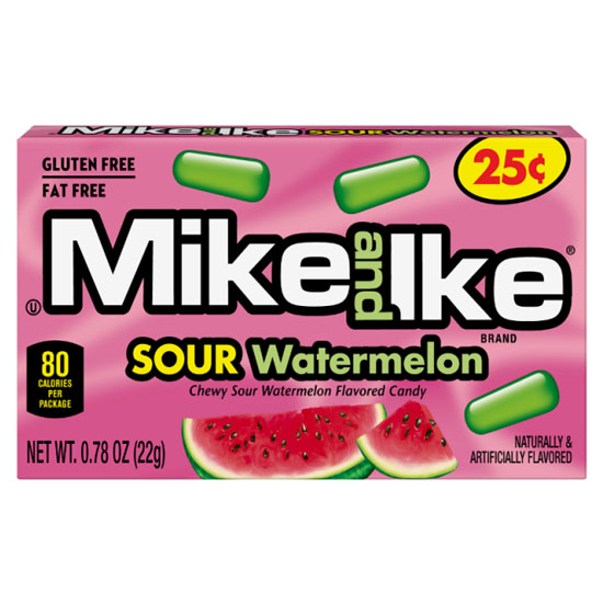 Mike & Ike Sour Watermelon - bomboane cu gust de pepene acrisor 22g