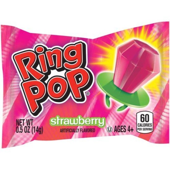 Bazooka Ring Pop Strawberry - căpșuni 10g