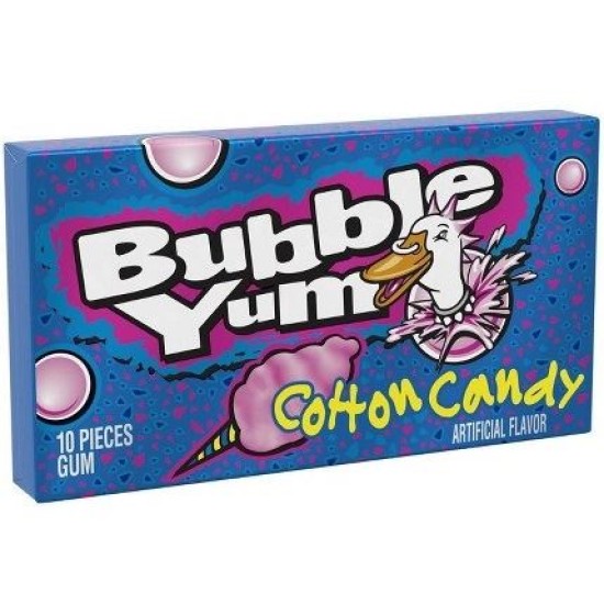 Bubble Yum Cotton Candy Bubblegum (10 Bucăți) - cu gust de vată de zahăr 80g