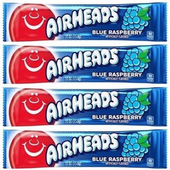 Airheads Blue Raspberry - caramea cu gust de zmeură albastră 15.6g (4 bucati)