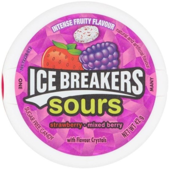 Ice Breakers Sours Berry - dropsuri cu gust de fructe de padure acrisoare 42g