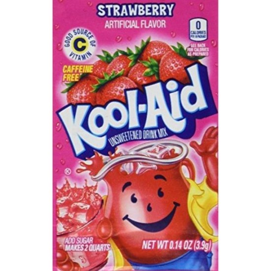 Kool Aid Strawberry Sachet - amestec de băutură cu gust de căpșuni 3.9g