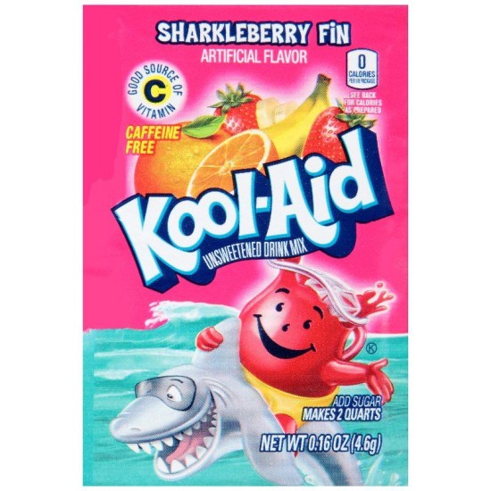 Kool Aid Sharkleberry Fin Sachet - amestec de băutură cu gust de fructe 4.6g