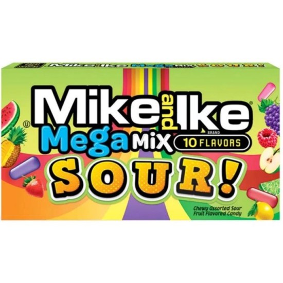Mike & Ike Theater Box Mega Mix Sour - bomboane cu gust de fructe acrișoare 141g