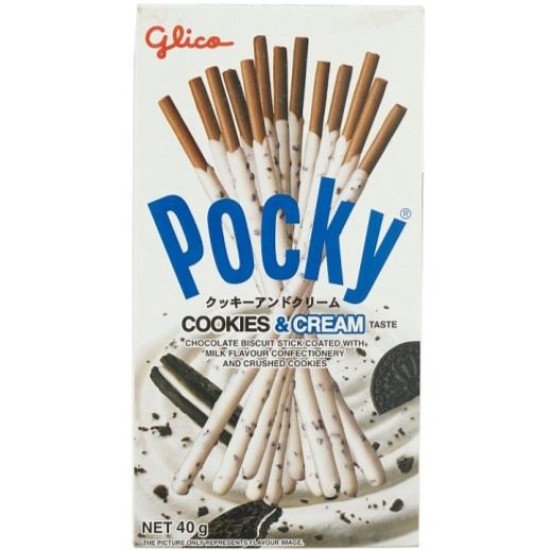 Pocky (JAPAN) Cookies & Cream - cu gust de bucățele de prăjituri și frișcă dulce 40g