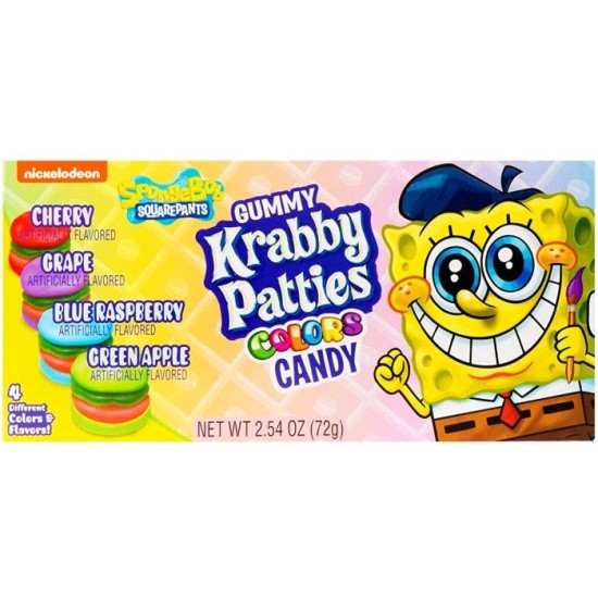 Spongebob SquarePants Gummy Krabby Patties Colors Candy Theatre Box - bomboane gumate cu gust de fructe 72g