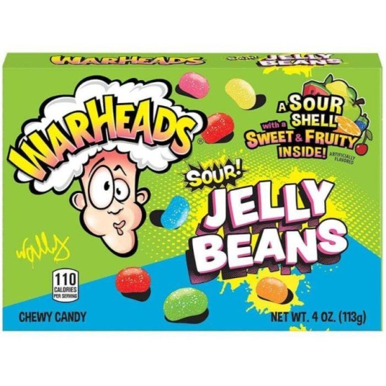 Warheads Sour Jelly Beans Theatre Box - bomboane gumate cu gust de fructe acre 113g