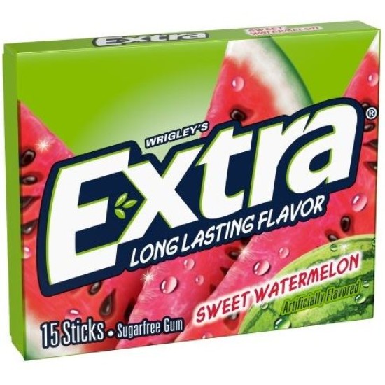 Wrigley's Extra Sweet Watermelon Fruit Sensations Gum 15 Piece Slim Pack - pepene 41g