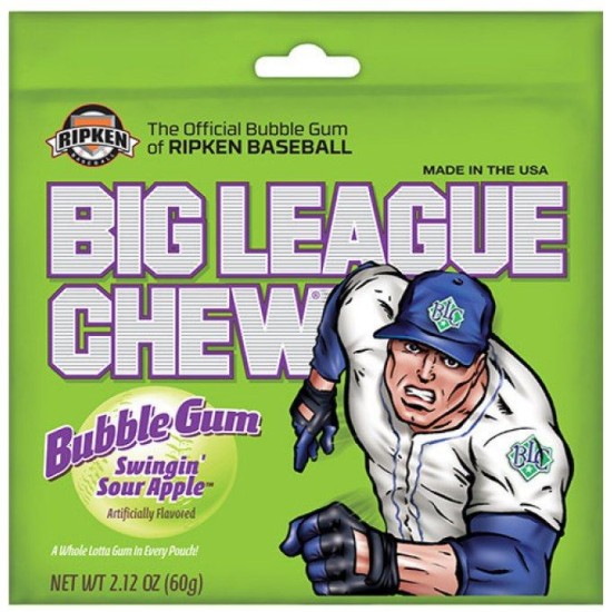 Big League Chew Bubble Gum, Swingin' Sour Apple - gumă cu gust de mere 60g